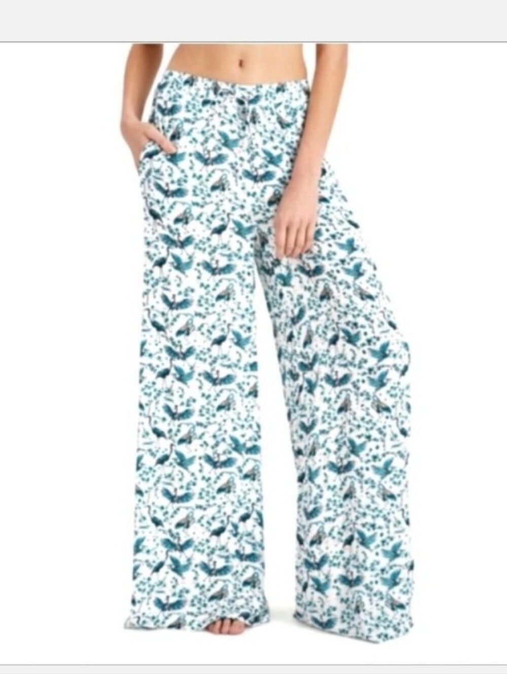 Onia for Anthropologie Mila Crane Wide Leg Pants Small Boho Bird